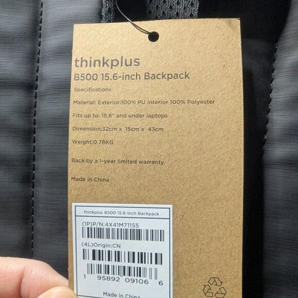 Lenovo Laptop Backpack (B500) -15L Capacity Padded Tablet & Computer Bag w/lock - Picture 5 of 5